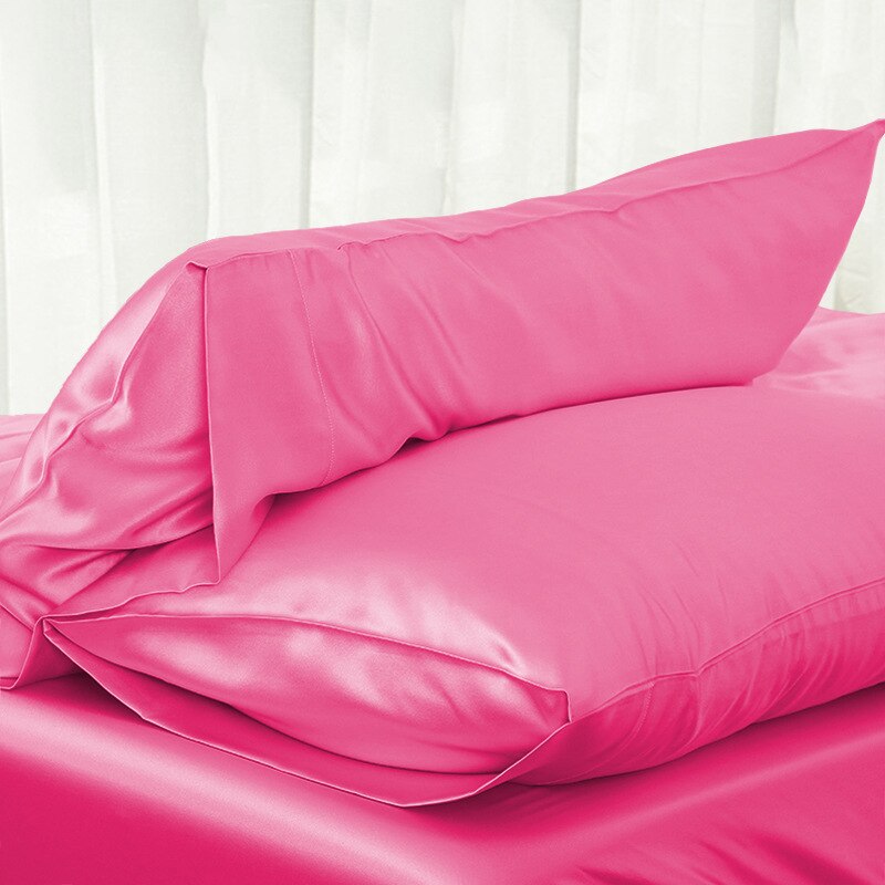 Skoin-Freundliche 1 PC Luxus Komfortable Weiche Seidige Satin- Kissen fallen Einfarbig Standard KÖNIGIN König Kissenbezug: Rose rot