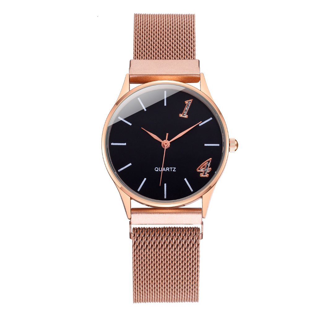 Relógio de pulso com fivela magnética, relógio fashion para amantes com design exclusivo, feminino e masculino, casual, presente de dia dos namorados: rose gold small