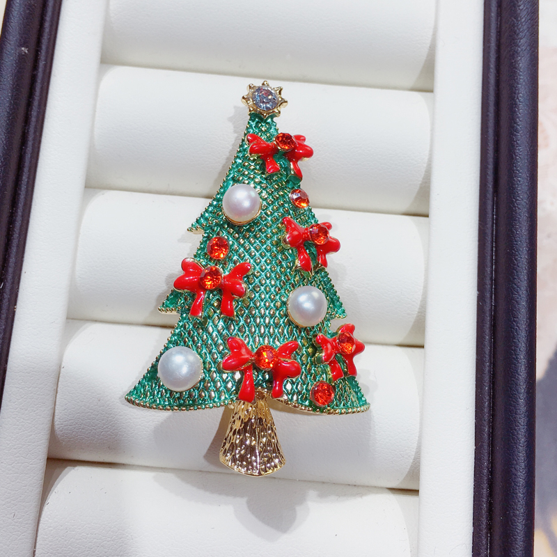 SHDIYAYUN Parel Broche Kerstboom Broche Voor Vrouwen Gold Broche Pins Natuurlijke Zoetwater Parel Sieraden Decoratie