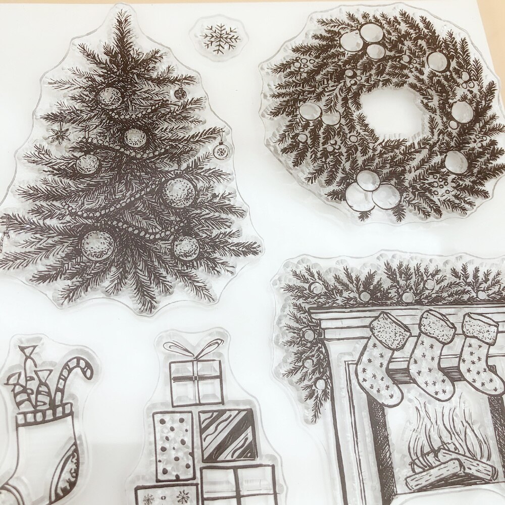 CLEAR STAMPS Christmas Wreath Tree Scrapbooking Handmade Card Album Paper Craft Rubber Transparent Silicon AlinaCraft