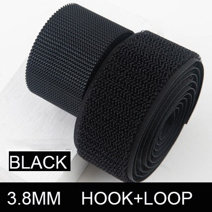 Ruban de fixation en tissu Nylon, 1 mètre/paire, Non adhésif, pour bricolage, accessoires de couture: 1M 38mm  black