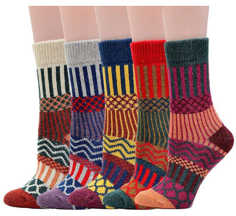 5 paires de chaussettes chaudes en laine pour femmes, chaussettes d'affaires, épaisses, de , de , en coton, rembourrées, hiver
