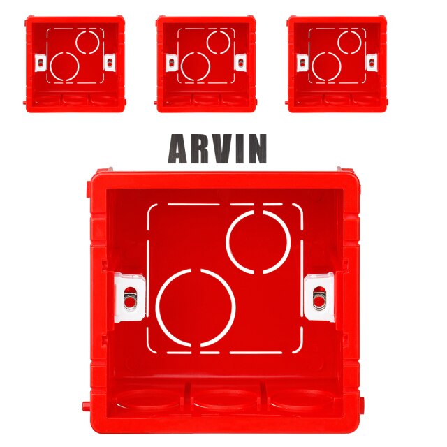 Boîte de montage réglable pour interrupteur mural, 3 couleurs, Cassette interne, 86mm x 83mm x 50mm pour interrupteur tactile de Type 86 et prise de courant: 4PCS RED