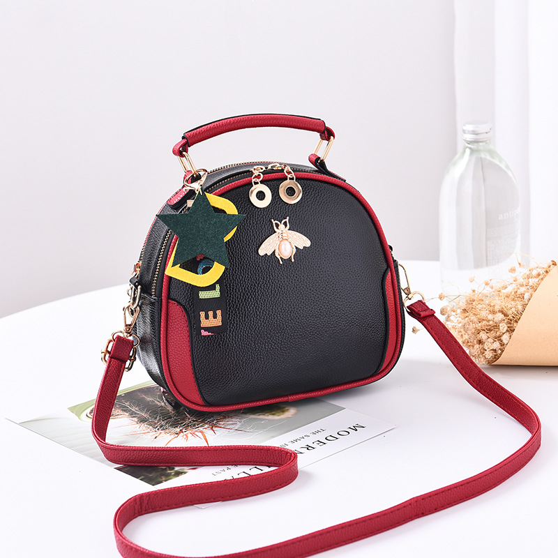 Borsa da donna femminile nuova borsa a tracolla a tracolla Messenger 2021 moda versione coreana borsa da donna portatile alla moda: Bees black