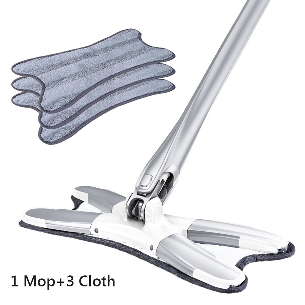 X-type Floor Mop Flat Mops 360 Degree For Wood Ceramic Tiles Home Cleaning Tool Household with Reusable Microfiber Pads Lazy Mop: Set 2