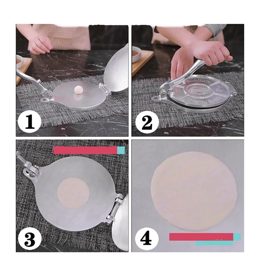 Prensa de masa de aluminio plegable Premium, prensa de Tortilla, hecha a mano