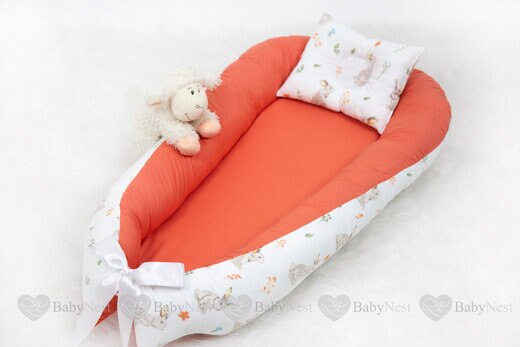 Babynest newborn baby nest bed portable crib travel bed baby nest baby lounge crib bumper pillow cushion: BabyNest Kiremit Tavşan
