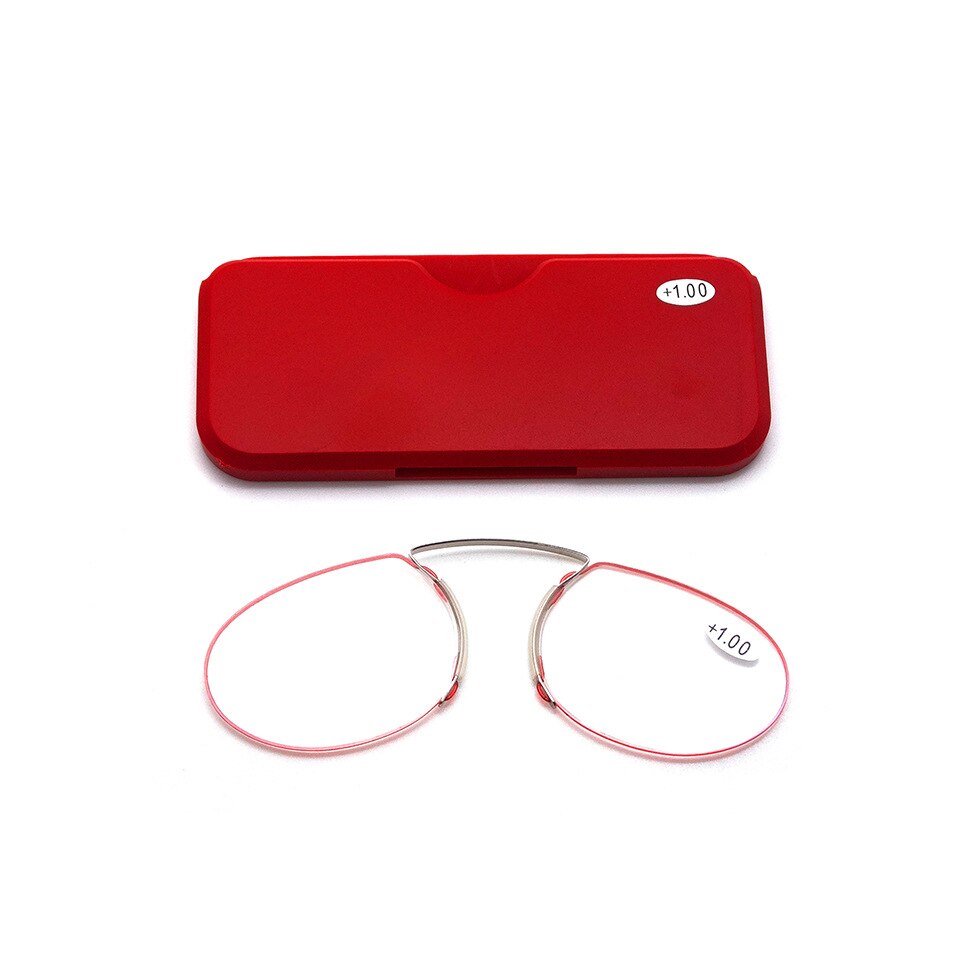 stick on phone MINI clip nose bridge reading glasses 1.0 to 3.5 Portable presbyopic glasses with Case