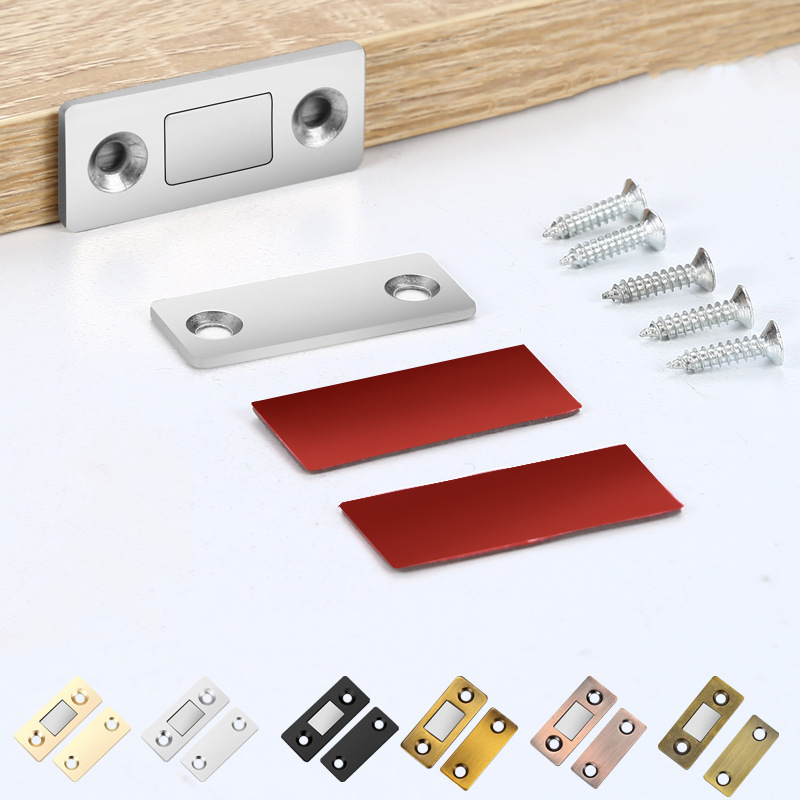 cierre de puerta fuerte, pestillo magnético para puerta, imán para puerta, muebles, armario, tornillo/pegatina ultrafino, 6 colores, 4/2 Uds.