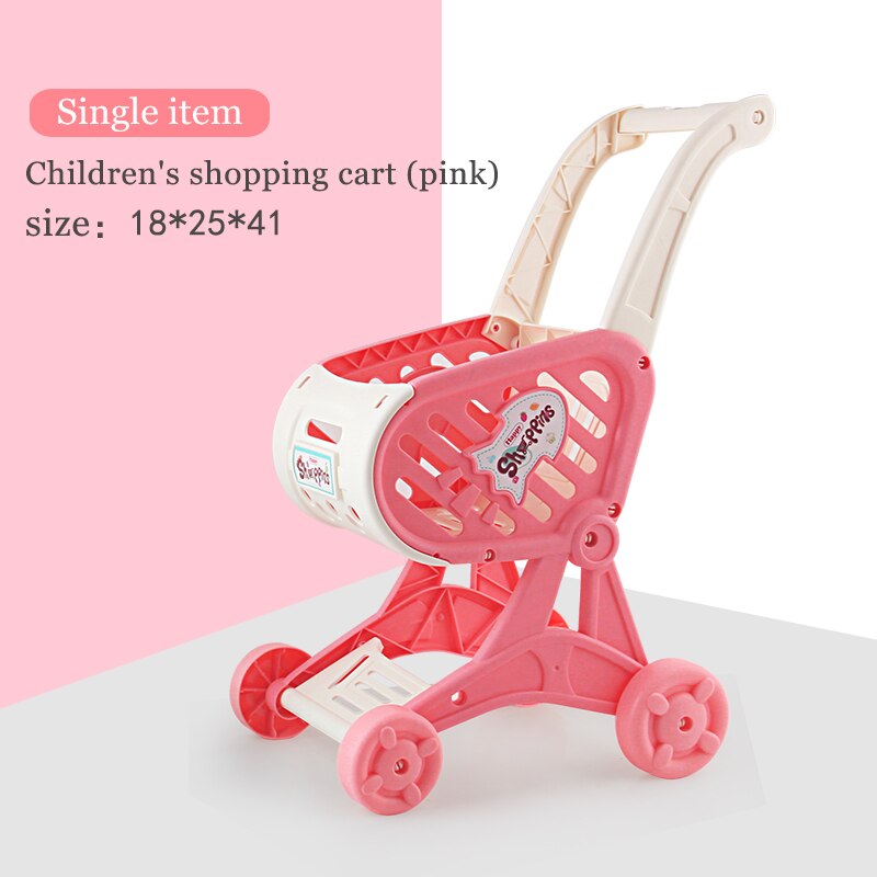 Mksafn Mini Children Handcart Simulation Supermarket Shopping Groceries Cart Utility Cart Pretend Play Toys Christmas: Pink