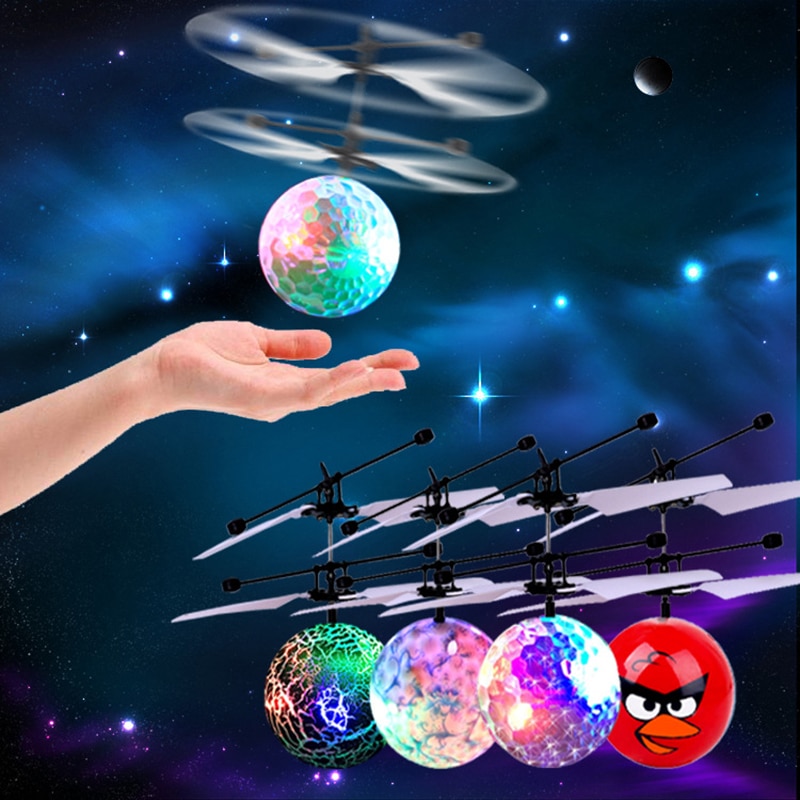 Mini drone fjernbetjening rc helikopter flyvende bold flyvende legetøj bold led let quadcopter dron fly børn legetøj