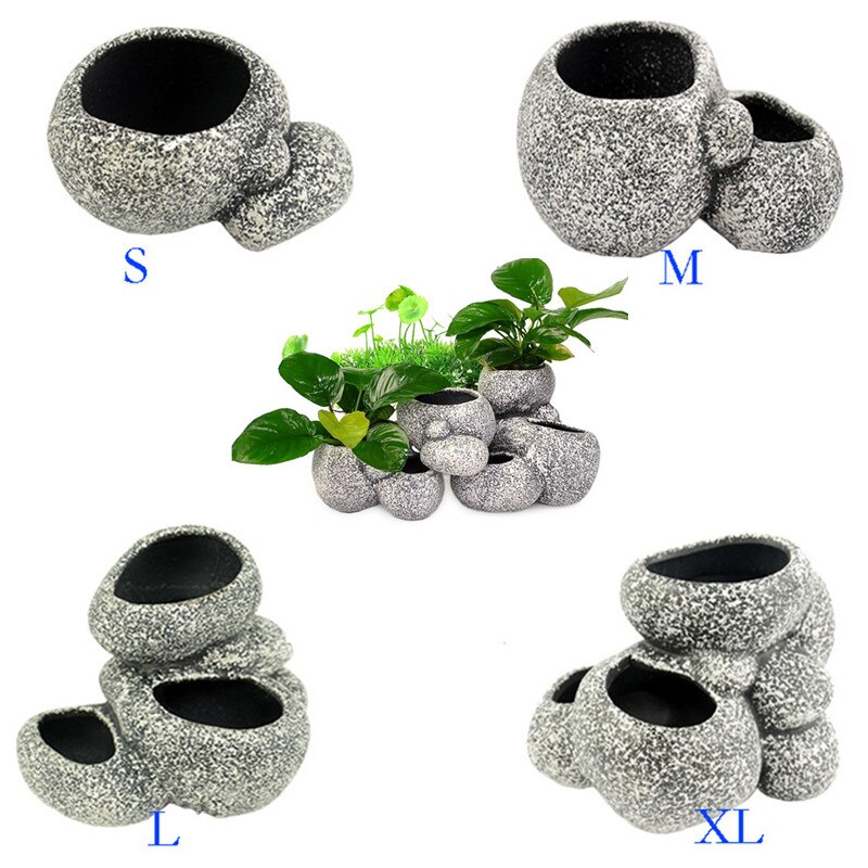Keramisk akvarium stein pryd vannplante bonsai potte akvarium stein dekorasjon ly fiskeoppdretter dekorative klinkekuler