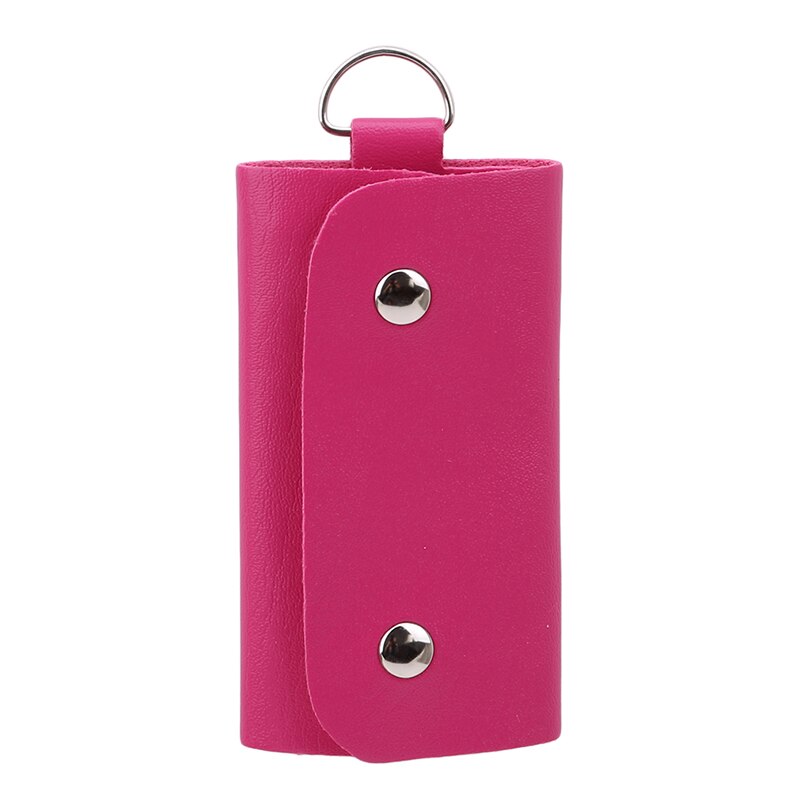 1 pc bærbare læder husholderske indehavere bil nøglering nøgleholder taske taske unisex tegnebog dæksel enkel opbevaringstaske i farve: Rosenrød