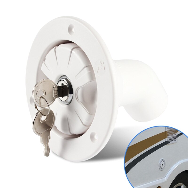 RV Inlaat, Afsluitbare Water Cap PP Lekvrije Inlaat Filler Tank Apparatuur met 2 Sleutels voor 30-40mm Openslaande Deur Dikte, Camper Camping Trailer Caravan Boot