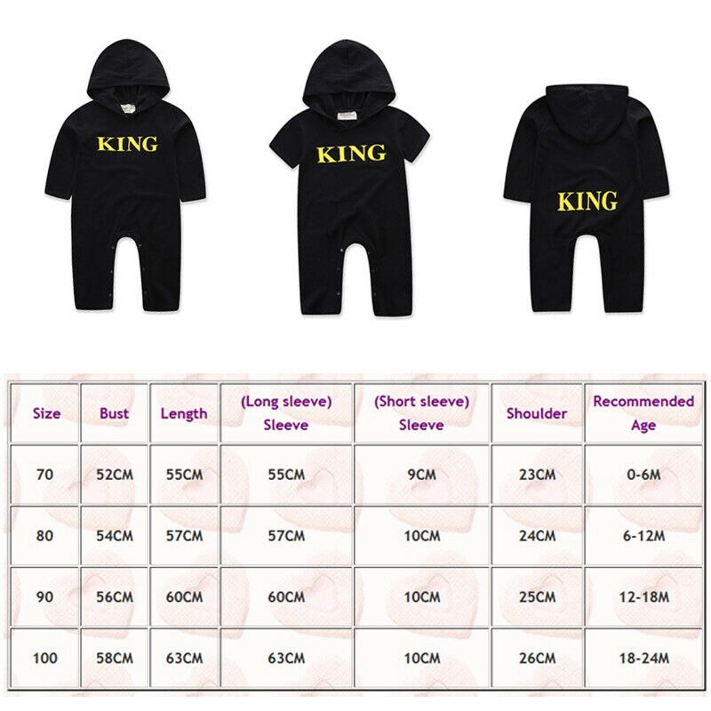 Fahion Boy Newborn Infant Baby Boy Kid King Short Sleeve Hooded Romper Jumpsuit Clothes Outfits 0-24M