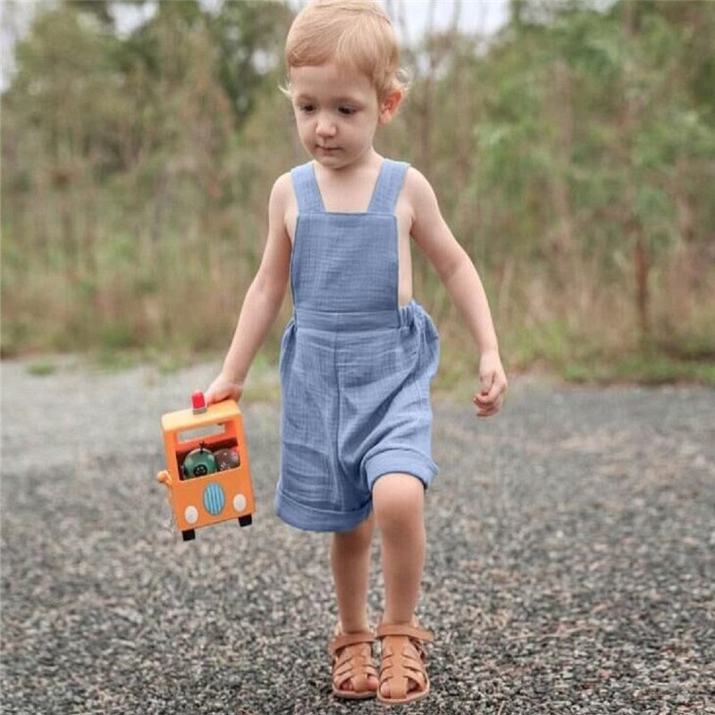 Peuter Baby Boy Meisje Bib Broek Romper Jumpsuit Playsuit Strap Backless Katoen Zomer Rompertjes Wijde Pijpen Broek Outfit Voor 0-4T