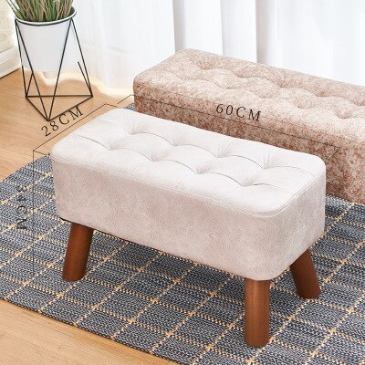 Massief Houten Schoenen Kruk Lange Bank Kruk Houten Lage Kruk Woonkamer Klein Bankje Meubels Accent Stoelen Voor Woonkamer leisure: Short light gray