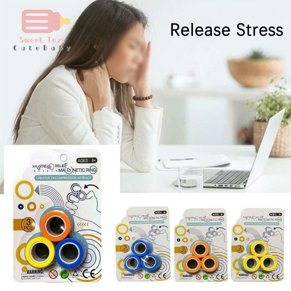 Magnetische Ringen Anti-Stress Magnetische Vinger Ringen Voor Autisme Adhd Angst Relief Focus Decompressie Show Tool Unzip Fidget Speelgoed