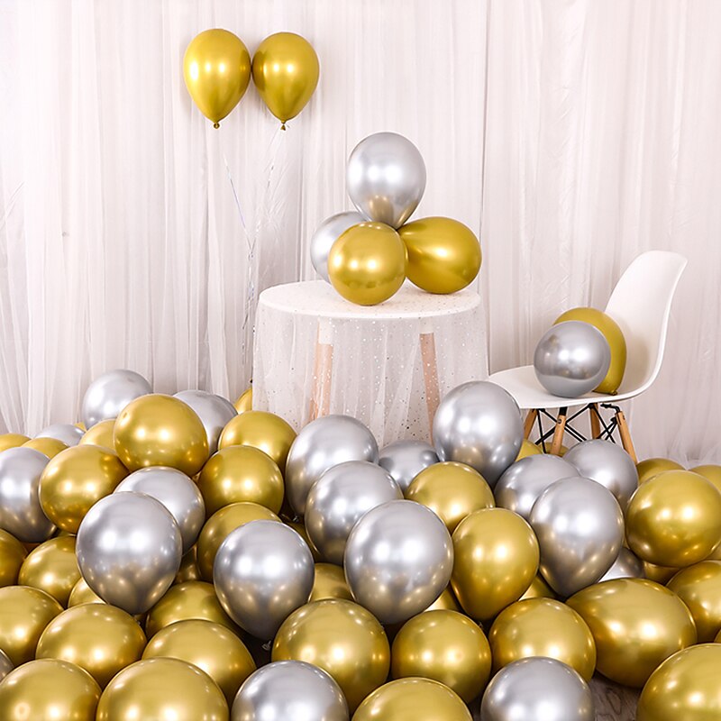 50 stuks metalen ballonnen van 10/12 inch, glimmende metalen latex ballonnen voor verjaardagsfeestjes en bruiloftsfeestjes
