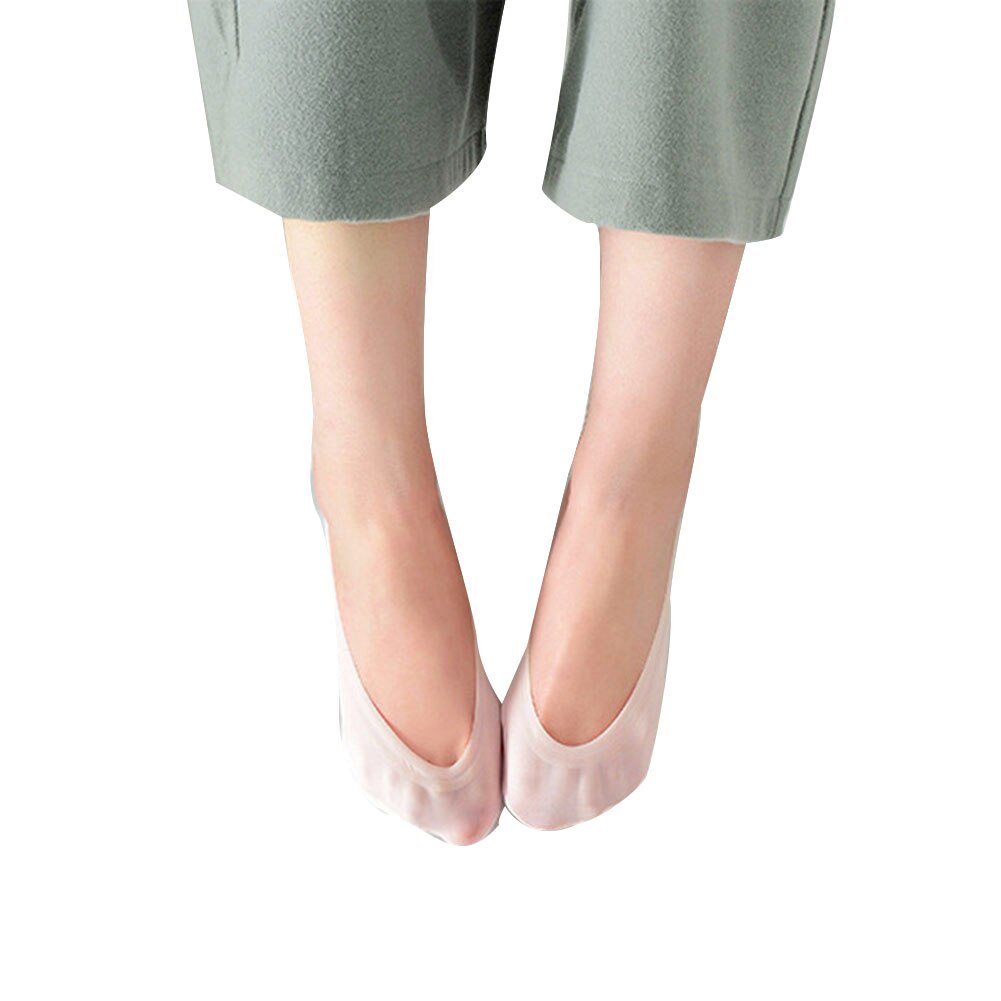 Sommer ultra tynde sokke hjemmesko til kvinder low cut ensfarvet usynlig træningssko ballerina footsies bløde bådstrømper strømper: Lys hud