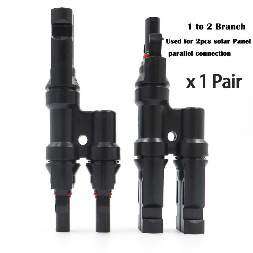 1pair x PV T Branch parallel connection 30A 1000V Electrical PV Connector Photovoltaic 2pcs solar Panel Cable Wire Connect 3T 4T: 2T
