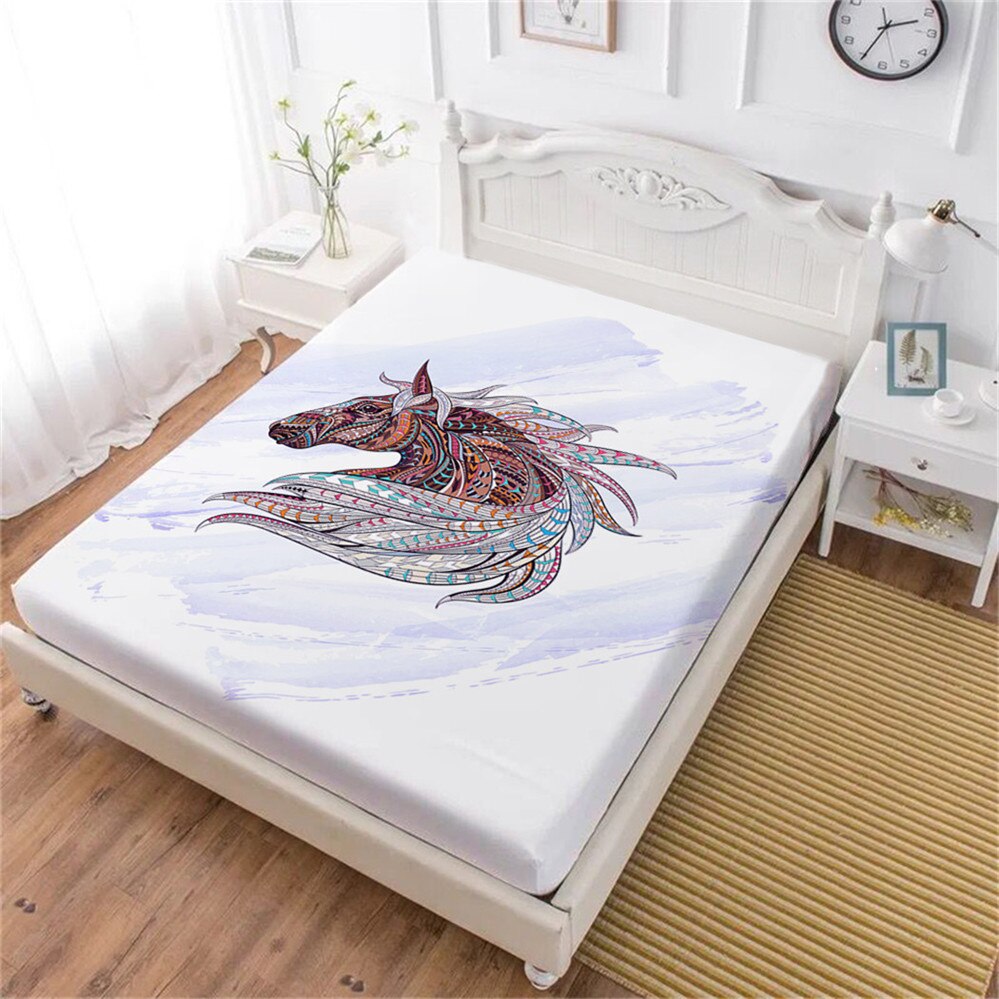 Drap de lit de styliste pour Animal cheval | Violet Galaxy, drap housse, vêtements colorés, couvre-matelas roi reine, Textile pour la maison D40: DCL-DS-W08 / Roi