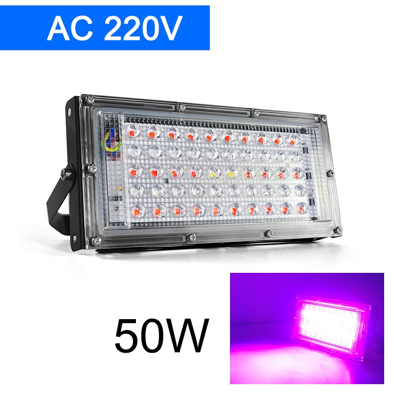 Led Grow Light Schijnwerper E27 Led Lamp Volledige Spectrum 50W Ac 220V Indoor Plant Lamp Ir Uv Voor bloeiende Hydrocultuur Systeem: AC 220V 50W