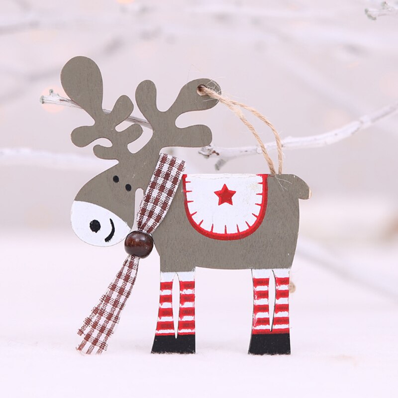 neue Weihnachten Holz Dekoration Anhänger Elch Weihnachten Baum Ornament Neue Jahr Weihnachten für Kinder: Style 6