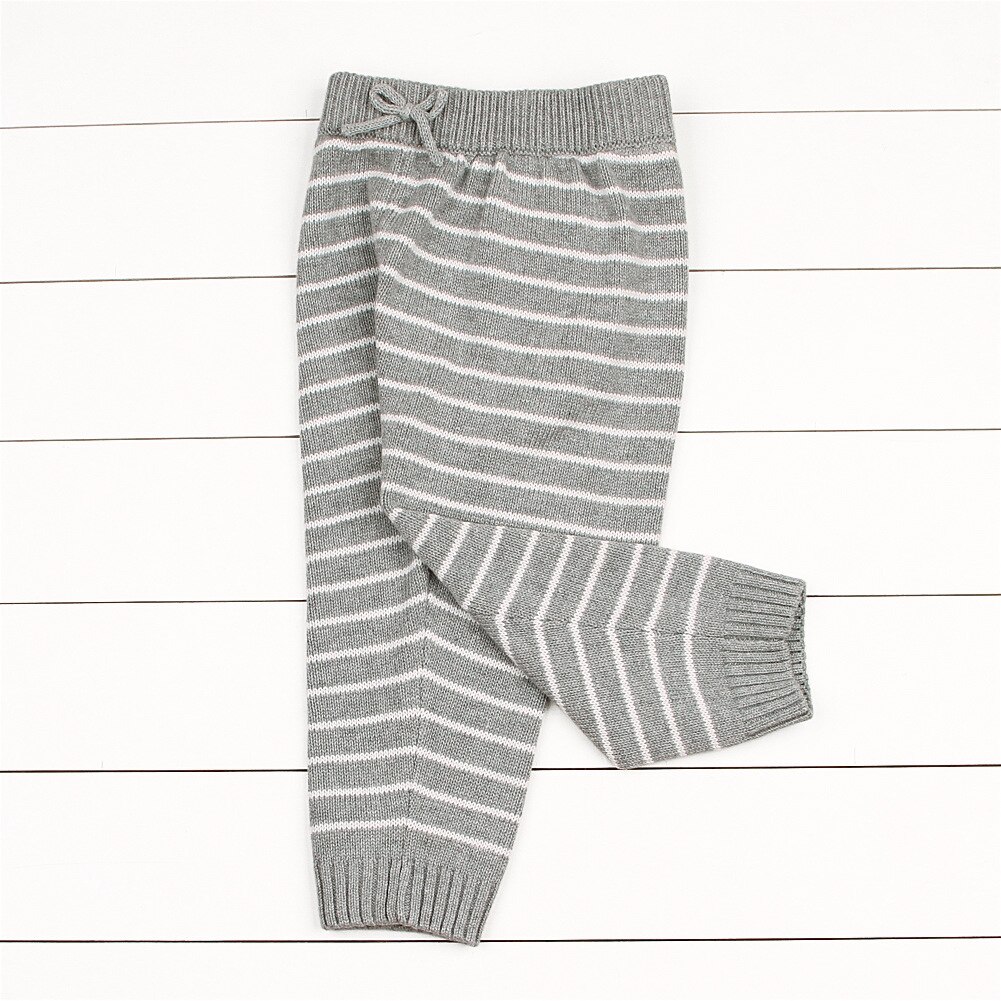 Autumn Kids Boys and Girls Stripe Knit Pants: grey / 80