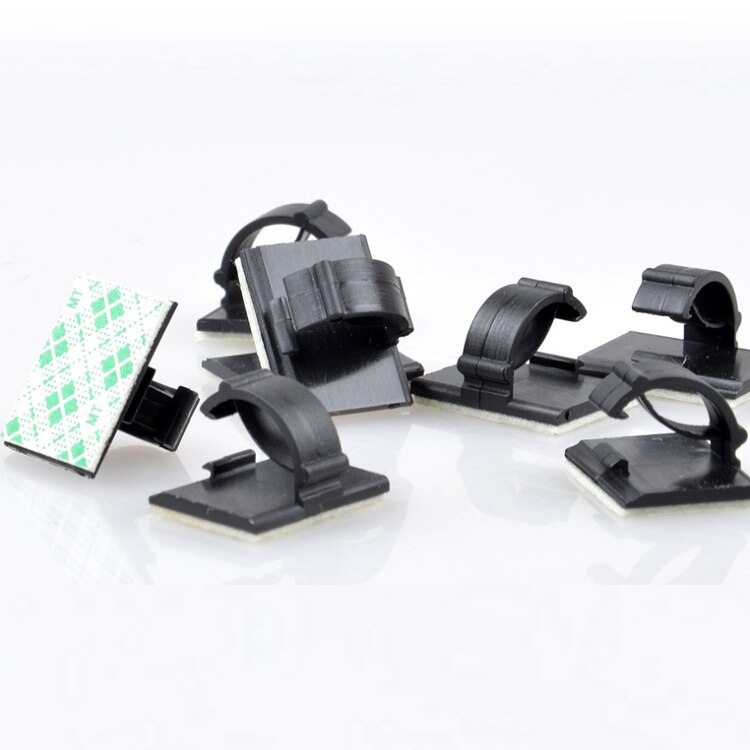 10pcs WCC-2 Cable Clamp Self Adhesive Wire Clip Tie Fixer Mounting Desk Line Holder Organizer Management Fastener White Black