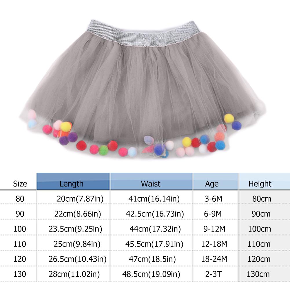 Pompom Decor Mesh Multilayer Princess Skirts Baby Kids Girls Autumn Comfort Soft Trend Korean Lovely Tutus Skirt