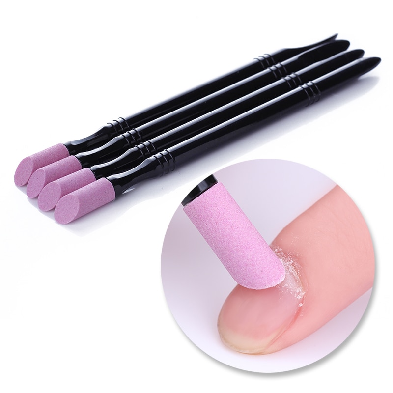 1 pc dobbelt-endede kvarts scrubs negle neglebånd pusher sten pen gryn død hud remover trimmer negle kunst plejeværktøj