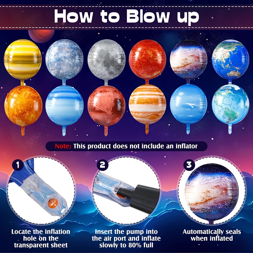 Balon foliowy 12 planeta 4D Gwieździste Niebo Ziemia Jowisz Aluminiowy Idealny robić Dekoracji o Tematyce Ziemi, Nieba i Galaktyki