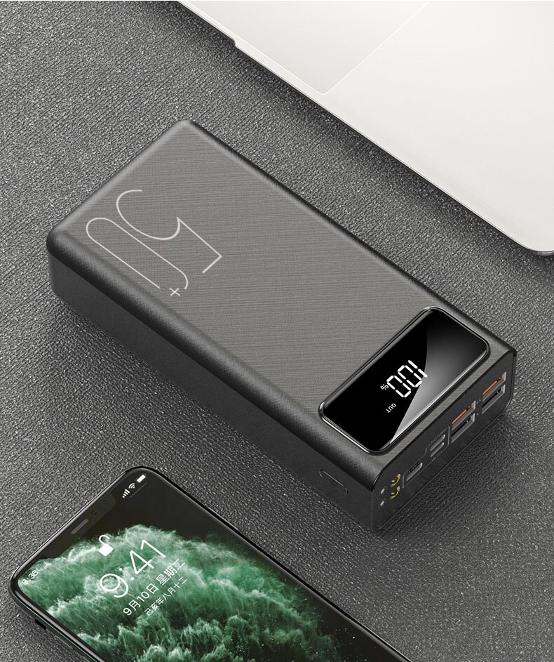 Energie Bank 50000mah Externe Batterie 2 USB QC Schnelle Ladung Powerbanks LED-anzeige Tragbare Telefon Ladegerät Für Xiaomi: Schwarz-50000mAh