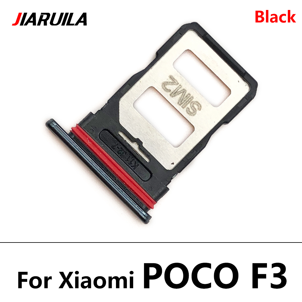 Support de Slot de carte Sim, pièce de rechange pour Xiaomi Poco X3 NFC / Poco M3 / Poco F3 / Poco F2 Pro: Poco F3 Black