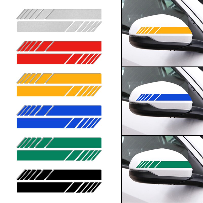 2PCS Car-styling Side Rear View Mirror Stripes reflective Stickers For Peugeot 206 207 208 306 307 308 407 408 508 3008