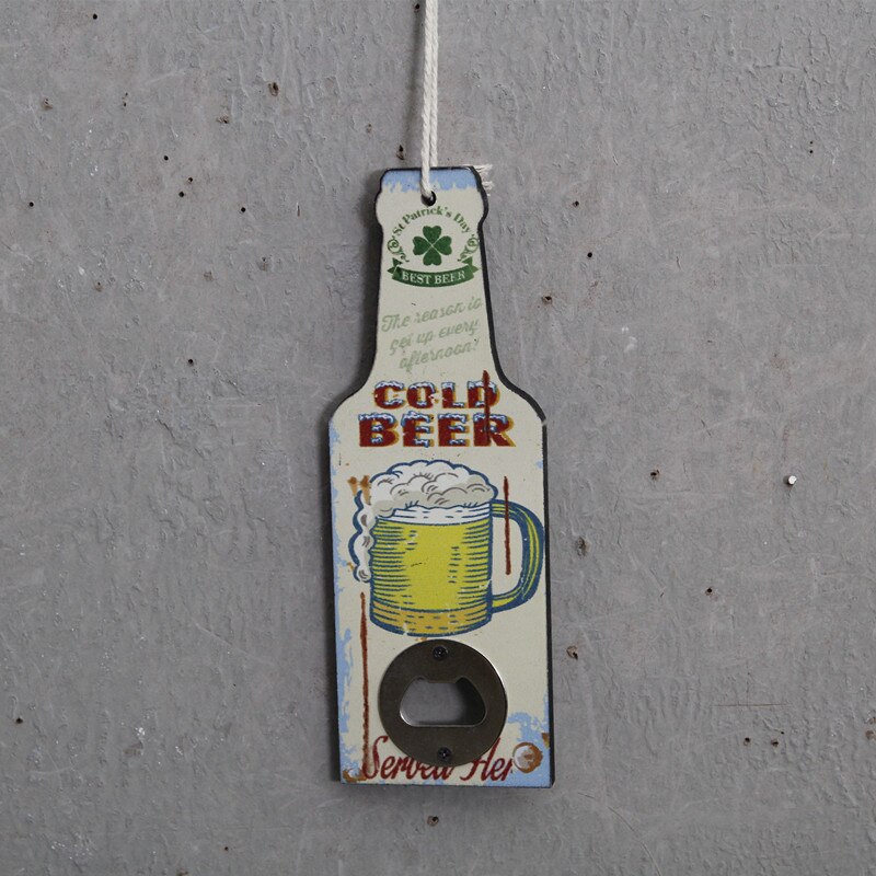 20/40cm Wooden Opener Wall Mounted Bottle Opener Beer Shape Wall Hanging Beer Opener Candy Bar Kitchen Tool: A-7