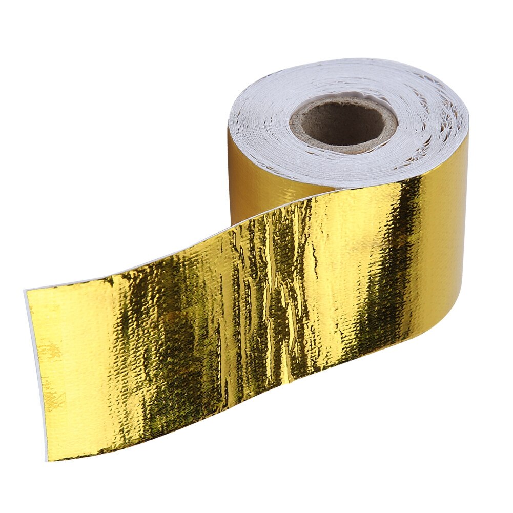 1 rull gylden 10m/9m*5cm aluminiumsfolie lim reflekterende varmebeskyttende teip til drivstoffceller motordeksel motorrom