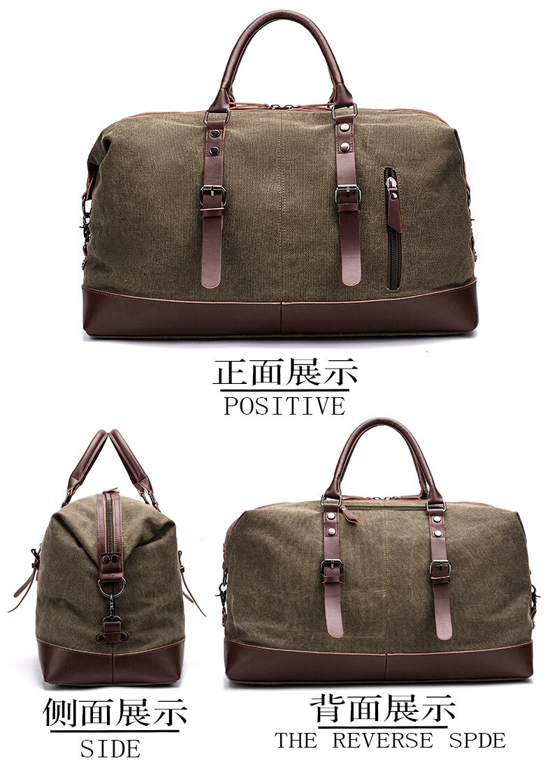 Mannen Casual Draagbare Grote Capaciteit Korte-Afstand Reistas Sporttas Canvas Tas Schouder Messenger tas: ArmyGreen