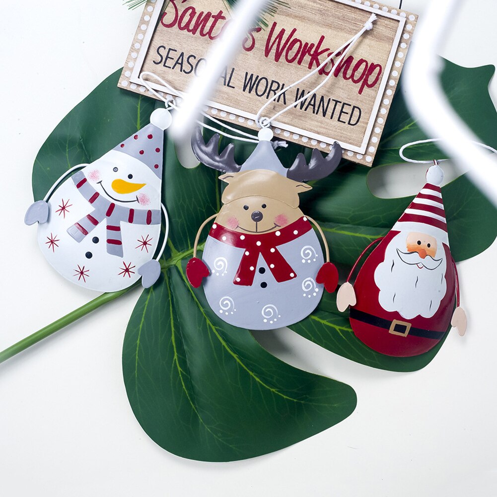Geschilderd Ijzeren Sneeuwpop Elanden Hanger Xmas Kerstboom Ornamenten Home Decoratie
