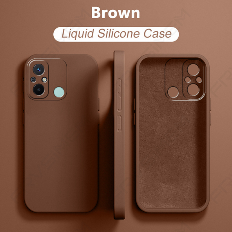 Xiaomi redmi 12c hoesje 12c origineel, vloeibaar siliconen, 6.71 inch 12 c wereldwijde versie,  mi 12c .: Donkerbruin