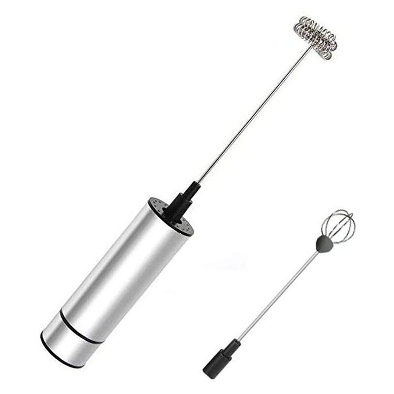 Electric Hand-Held Milk Frother Whisk Stainless Steel Mixing Machine Kitchen Household Operated Foam Maker for Coffee