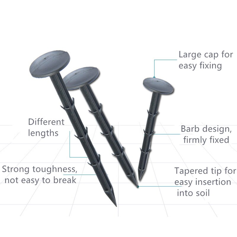10Pcs/set Plastic Garden Nail Pegs Mulch Shading Pest Control Fix Tool for Anti-Bird Net Film Ground Cloth Nail Fixed Pegs Black