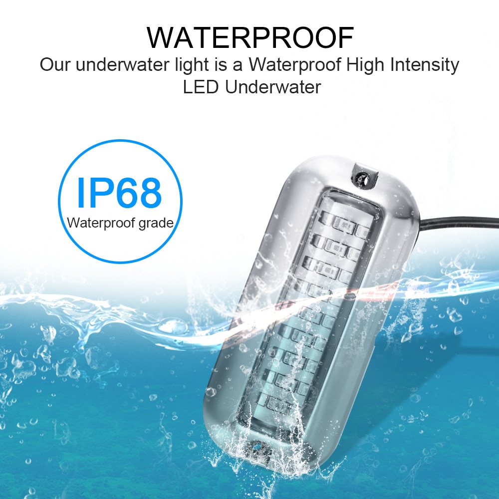 Lampe ponton sous-Marine universelle pour bateau, 3.5 pouces, 12V DC, blanc/bleu/vert, en acier inoxydable, étanche IP68