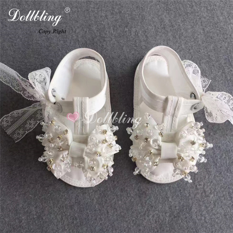 Vitage Palace-zapatos de verano con perlas de encaje para bebés, calzado de costura para bebés, bautizo, Bella, novia, hecho a mano, con volantes