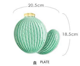 Epäsäännöllinen ananas kaktus keraaminen salaattilautanen söpö kasvi aamiainen kulho pohjoismainen hedelmä välipala jälkiruoka tarjotin astiat astiat: B