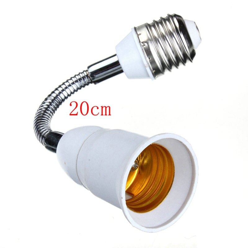 E27 20cm led pære lampe belysning forlængelse holder fleksibel forlænger adapter konverter hvide kabel lys