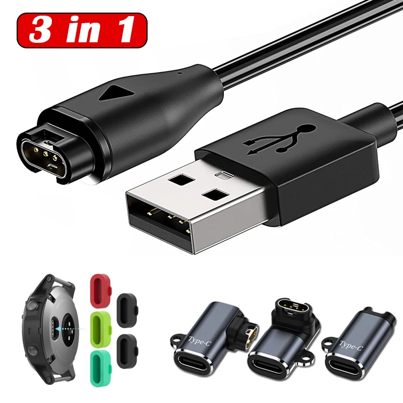 Cable de carga para Garmin Fenix 7 7S 7X 6 6S 6X Forerunner 255 955 945 745 USB tipo C IOS adaptador de cargador cargadores de reloj