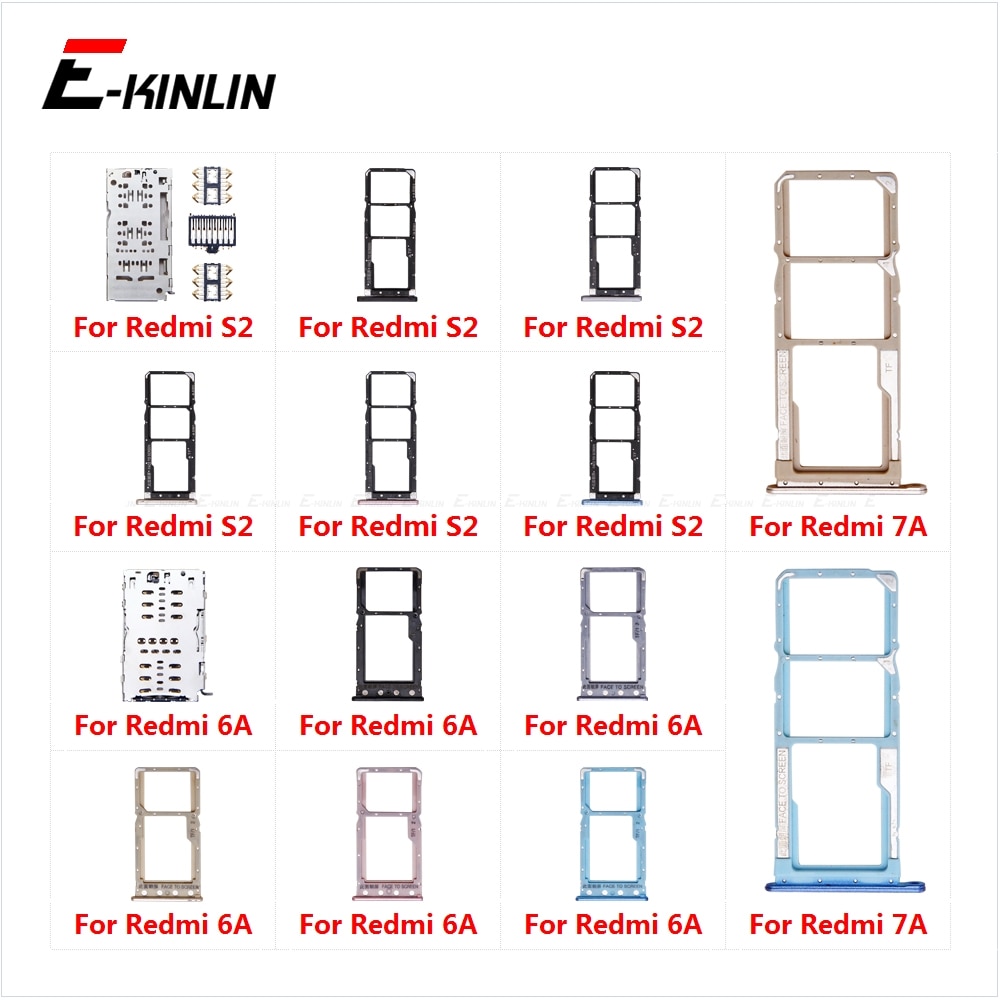 Carte Sim prise fente plateau lecteur support connecteur Micro SD adaptateur conteneur pour XiaoMi Redmi S2 7A 6A pièces de rechange