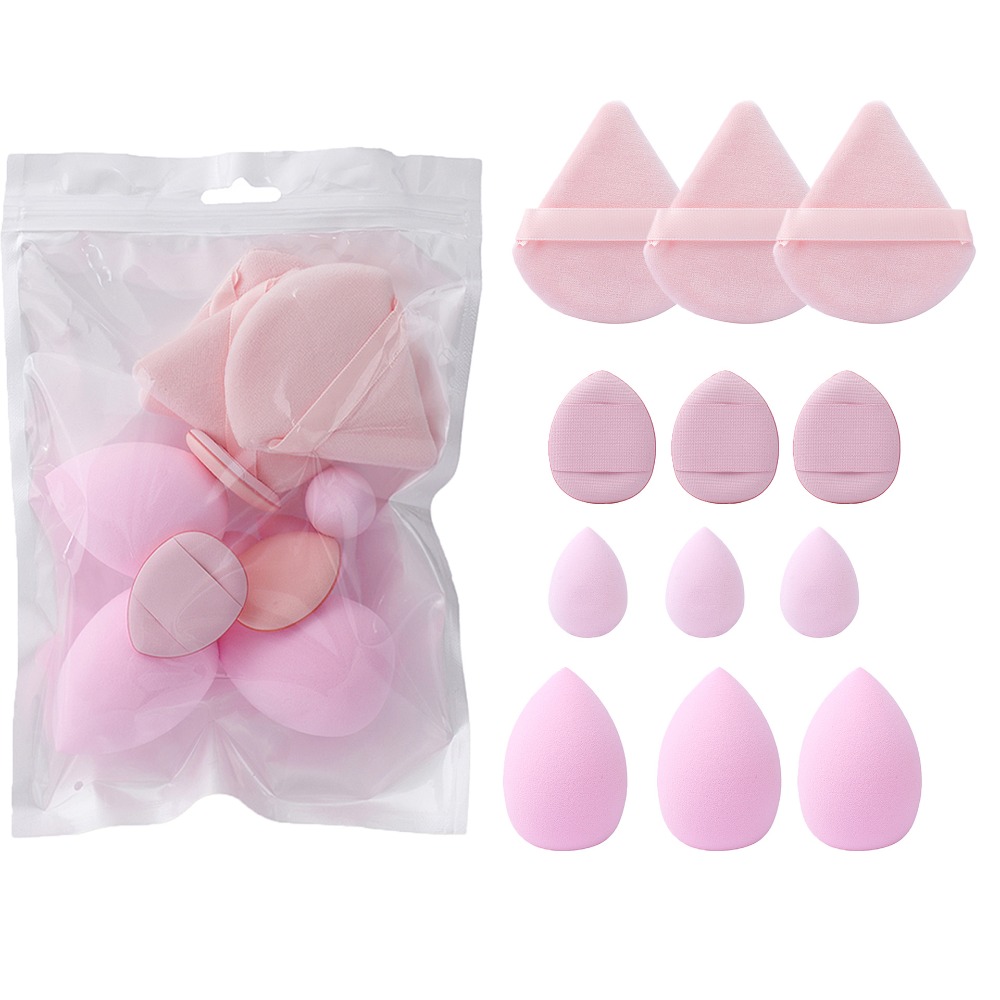 12 Stuks Zachte Universele Make-Up Spons Set 4 Soorten Beauty Tools Cosmetische Bladerdeeg Droog Nat Dual Use Foundation Sponzen poederdons: Roze